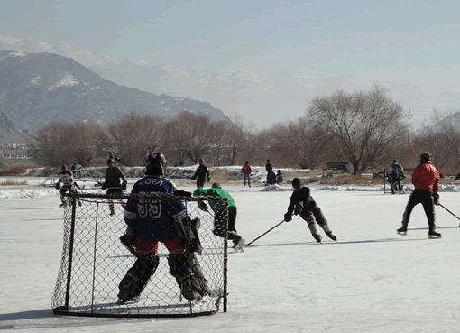 Ice hockey is a popular sport during winter.
